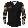 thumbnail image 4 of Miluxas Mens Distressed Henley Shirts Vintage Long Sleeve Shirts Casual Button Down V Neck T Shirts for Men Black, 4 of 4