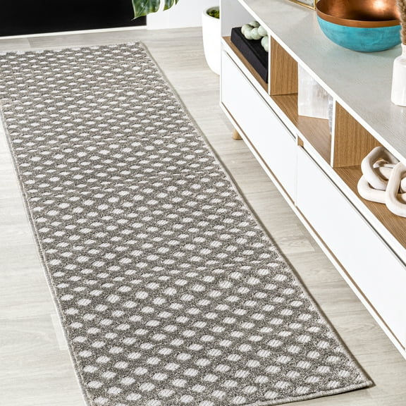 JONATHAN Y SOUTH BEACH 2 x 8 Runner Rug, Rabat Pile Mini-Diamond Trellis - Dark Gray/Ivory, SBH101C-28
