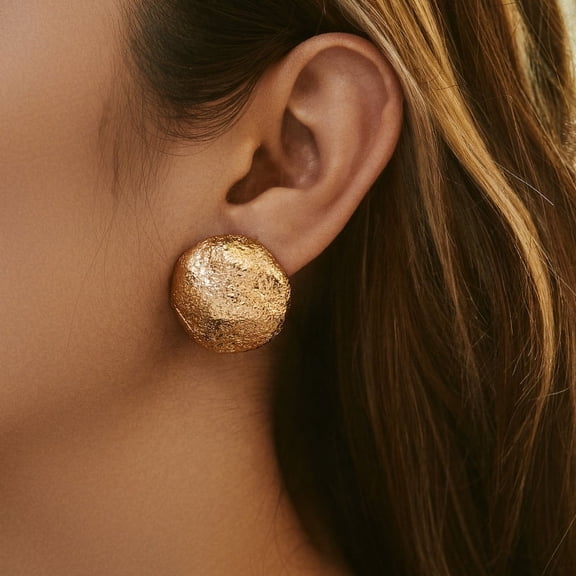 PRIYAL Burnt Gold Clip On Earrings For Women Round Clip Earrings Women Fake Earrings Costume Jewelry For Women