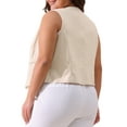 thumbnail image 4 of DARING DIVA Women's Plus Size Lined Button Down Vest 1X Beige, 4 of 6