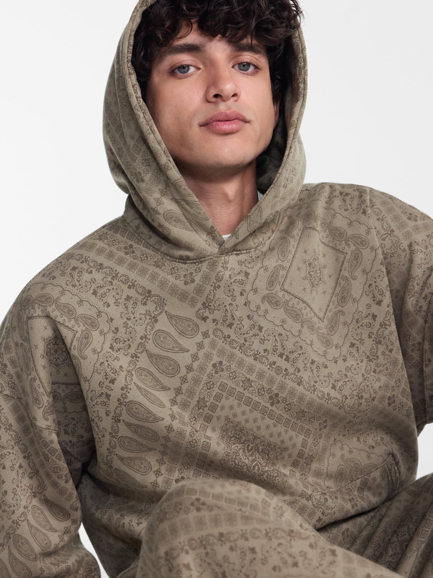 No Boundaries Boxy Fit Oversized Fleece Hoodie with Long Sleeves, Men's XS-4XLT
