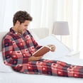 thumbnail image 6 of Yiaed Heart Plaid Print Men’s Pajamas Set - Long Sleeve Button Down Sleep Shirt and Pajama Bottoms Sleepwear Set Mens Pjs Sets Men's Pajama Bottoms-XX-Large, 6 of 7