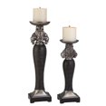 thumbnail image 1 of 14"/18"H Sobek Dark Candleholder Set, 1 of 2