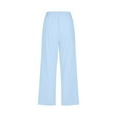 thumbnail image 3 of Wide Leg Pants Woman Comfortable High Waisted Drawstring Elastic Comfy Straight Pockets Cropped Light Blue Denim Shorts Sizes L, 3 of 5