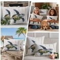 thumbnail image 5 of Teal Coastal Outdoor Waterproof Pillow Covers, Sea Turtle Nautical Beach Ocean Vintage Decorative Square Throw Pillowcase Sofa Cushion Sham for Patio/Couch/Chair, 26"x26" 2 Pack, 5 of 8