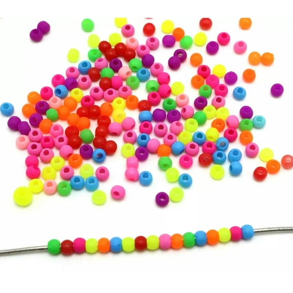 U8MO 2000 Mixed Frost Neon Color Acrylic Round Beads 3mm Smooth ball Mini Spacer Bead