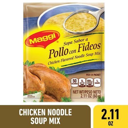 Maggi 50 Calories Chicken Flavor Noodle Soup Mix, 2.11 oz, 4 Servings