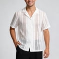 thumbnail image 2 of LIIPEE Men Shirts Casual Solid Color Short Sleeve Lapel Button Down Fashion Mesh Shirts Spring Summer Outdoor Male Loose Fit Lightweight Comfortable Breathable Soft Shirts,XXL, 2 of 5
