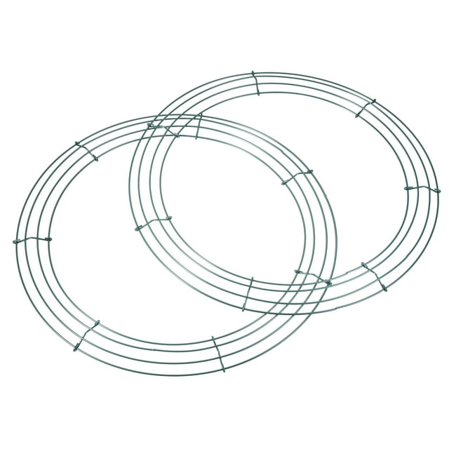 Unique Bargains 14' Metal Wire Wreath Frame Christmas Holiday Form Hanger, Green 5 Pack