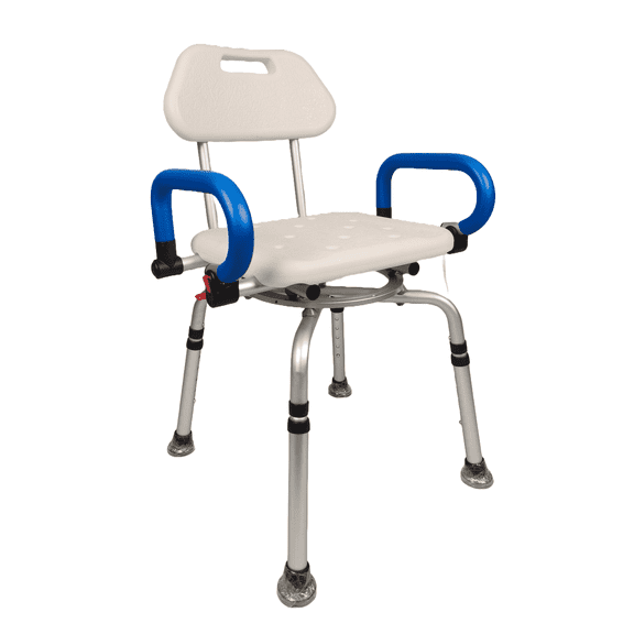 iLiving ILG-608 Waterproof Aluminum Shower Chair with Rotating Seat Backrest and Padded Armrests