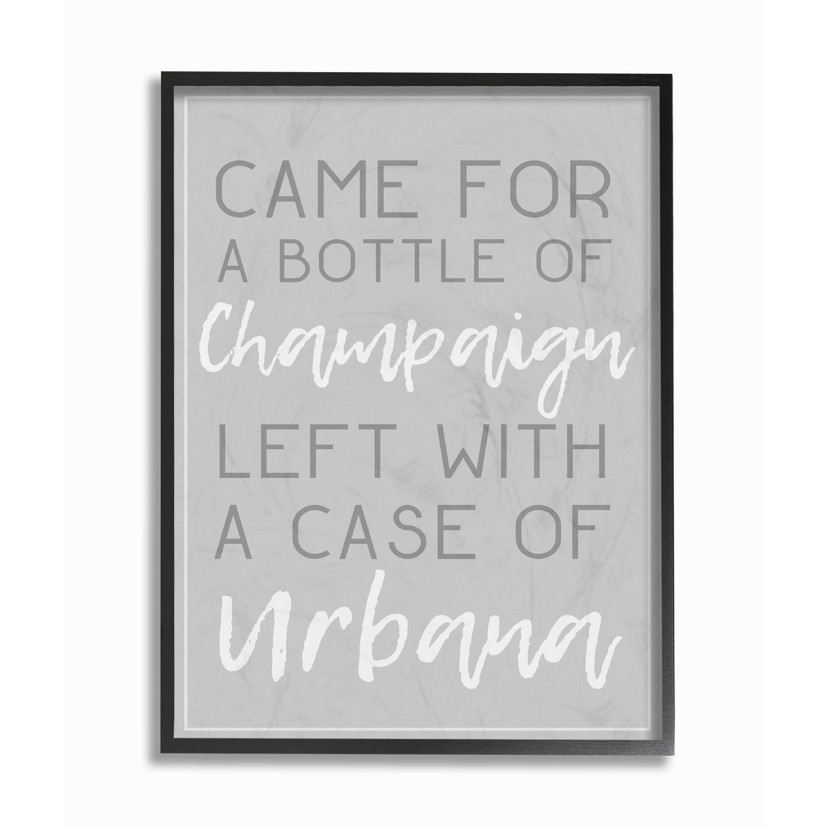 Stupell  Champaign Urbana Light Grey Typography Framed Giclee Texturized Art 11 x 14