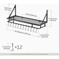 thumbnail image 5 of 30-Inch Kitchen Pan Pot Rack Wall Mounted Hanging Storage Organizer Wall Shelf with Hooks Matte Black, 5 of 15