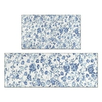 Pioneer Flower Floral Print Pattern Kitchen Rugs Sets Of 2,Anti Fatigue Kitchen Mat Rugs Non Slip Washable,Decorative Kitchen Floor Mats for Kitchen,Sink,Laundry,17"x30" 17"x47"