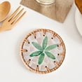 thumbnail image 4 of TIMIFIS Wooden Seashell Coasters, Home Decor Rattan Ceramic Heat Insulating Saucer Seashell Floral Pattern Saucer Tea Saucer Coffee Table Hand Woven Non Scaldable Seashell Mats, 4 of 6