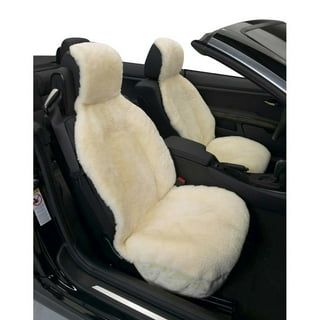 LLB Genuine Sheepskin Car Seat Cushion Seat Covers for Cars Trucks SUV  Comfort Seat Protector Pad for Car Driver Seat Car Accessories (Pearl, 2  Front