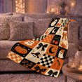 thumbnail image 6 of Whimsical Autumn Patchwork Grid, Festive Halloween Scene, Warm Flannel Blanket for Living Room and Family Room with Detailed Artwork, Art Lovers Halloween Gift, Festive Home Decor, 6 of 9