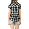thumbnail image 4 of INSPIRE CHIC Women's Plaid Shirts Point Collar Button Down Blouses XL Black, 4 of 7