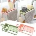 thumbnail image 2 of pdqouc Faucet Rack Household Kitchen Punch-free Rag Sponge Brush Rack Sink Storage Rack Stackable Vegetable Sinks Wash Drain Basket for Kitchen, 2 of 6