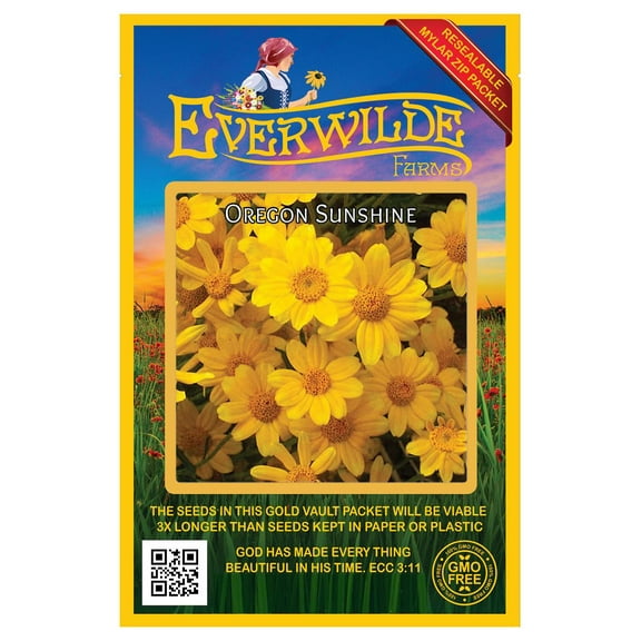 Everwilde Farms - 1750 Oregon Sunshine Native Wildflower Seeds - Gold Vault Seed Packet