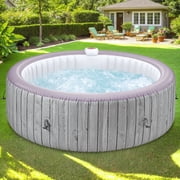 82 Inflatable Hot Tub, Segmart 5 to 7 Person Outdoor Hot Tub, Round Portable Home Spa with 130 Soothing AirJets, Lockable Cover, and Storage Bag, Built-in Heater Pump, Max. 104°F