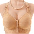 thumbnail image 4 of Xdegoge Women's Wide Strap Front Closure Lace Bra Wireless Padded Push-Up Breathable Lace Brassiere Full Coverage Underwear for Gentle Support, 4 of 4