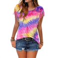 thumbnail image 1 of Nouveau T-Shirt Décontracté à Franges Sans Manches Tie-Dye Col Rond pour Femmes, 1 of 5