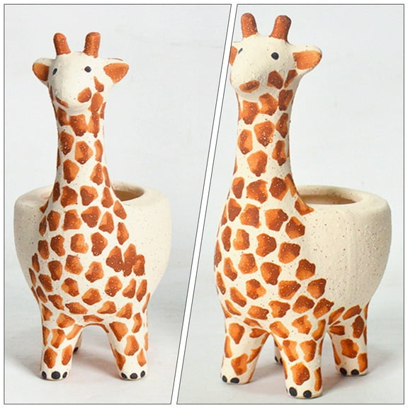OUNONA  Planter Ceramic Glazed Giraffe Flower Pot Large Pots Outdoor Yellow