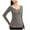 Gray, variant on Lovzfmll Women's Winter Thermal Underwear with Solid Color, V-Neck Long Sleeve with Seamless Built-in Bra for All-Day Cold Protection