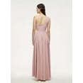 thumbnail image 3 of Asymmetric Ruffle Hem Split Dress One Shoulder Sleeveless Ruched Party Dress Women Clothing, 3 of 5