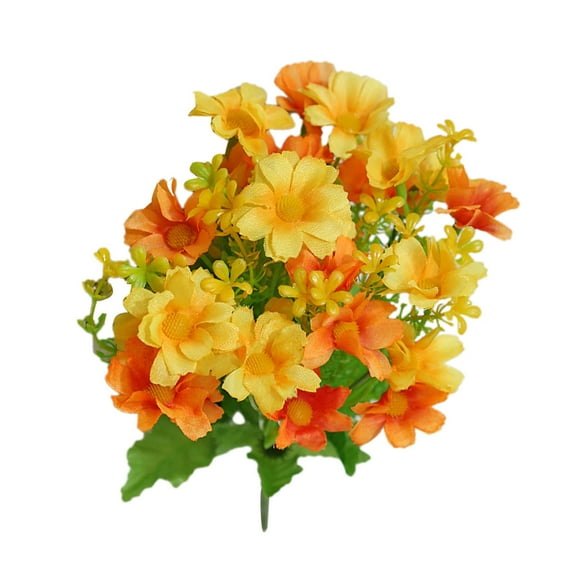 Tyeign 28-Head Faux Daisy Wildflower Bush, 12 in Silk Artificial Flowers for Outdoor Planter Or Rustic Wedding, Uv-Resistant Plastic, 1X Artificial Flower Daisy 28 Heads