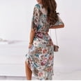 thumbnail image 3 of Leutsin Robe d'Été Décontractée pour Femme Grande Taille Robe pour Femme à Manches Courtes Col en V Robe Longue à Fleurs avec Ceinture, 3 of 8