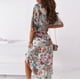 thumbnail image 3 of Vestido de moda para mujer Vestido largo floral con cuello en V y manga corta con cinturón Fridja nalpqowj4298, 3 of 9