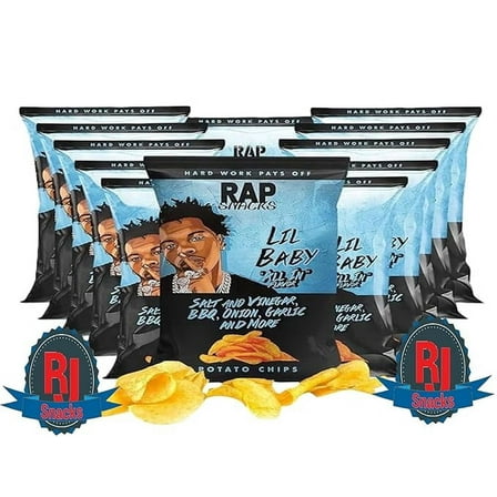 Rap` Snacks Potato Chips 1 oz (Curated by RJ Snacks Value Pack) (Pack of 12, Lil Baby All In)