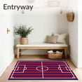 thumbnail image 3 of ODIKA 6'x9' Machine Washable Non-Slip Area Rug, Vertical Striped Soccer Field Pitch High Traffic Rug with Pad, Red, 841144, 3 of 8