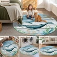 thumbnail image 6 of Ocean Whale Round Living Room Rugs 6 ft, Coral Starfish Vintage Wood Texture Washable Area Rug with Non-Slip Sturdy Edge Binding Round Carpet for Kitchen Office Bedroom, 6 of 9