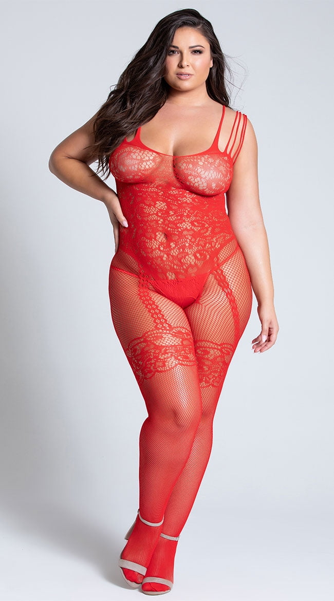 Plus Size Open Fishnet Lace Bodystocking, Sheer Bodystocking - Walmart.com