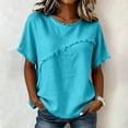 thumbnail image 2 of beishanbush Spring Sales Saving $10 Casual Fashion Basic Tee Women's Linen T-Shirt,Short Sleeve Neck Loose Lightweight Casual Summer Under $15, 2 of 8
