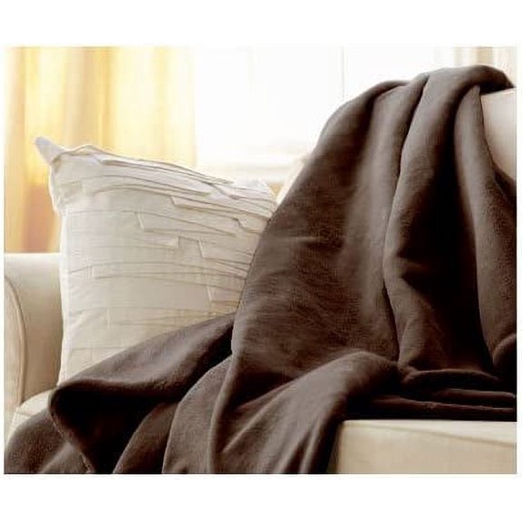 Sunbeam Microplush Electric Heated Warming Throw Blanket Walnut Brown