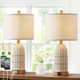 thumbnail image 2 of Cinkeda 22" Resin Touch Control Table Lamp with USB Ports Rustic Farmhouse Bedside Nightstand Lamps Set of 2 for Living Room Bedroom, 2 of 9