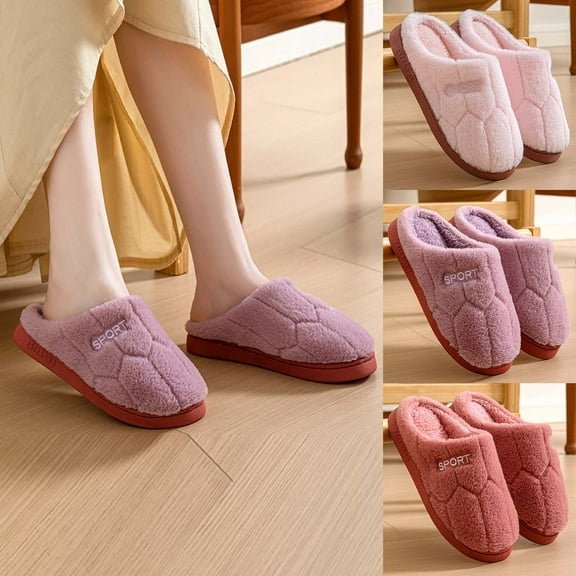 Slippers for Women Winter Non-Slip Flat Heel Close Toe Casual Home Indoor Outdoor Slip-on Slides Slippers Winter Shoes for Women Pink 5.5