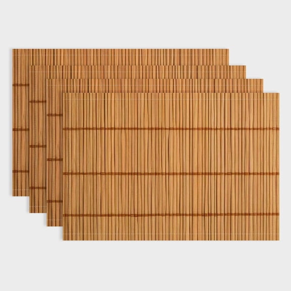 Shiartex Bamboo Placemat Linen Table Pad Set of 4 for Dining, Home Decor, Heat Insulation, Versatile Use 18x12in