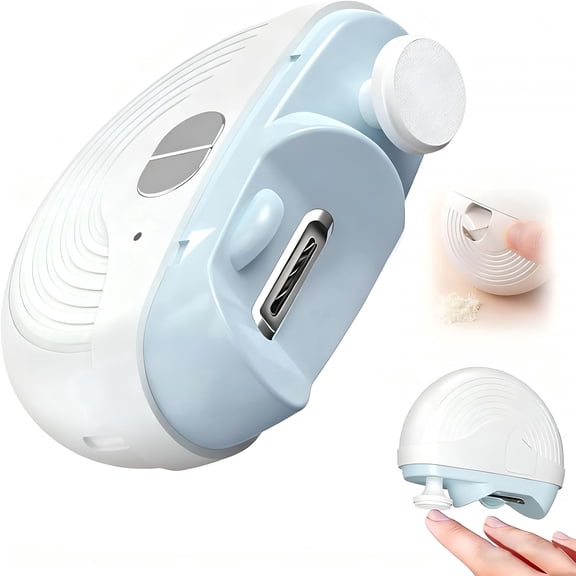 EXLEAF Electric Nail Clippers for Adults Seniors, 3 Speeds Strong Power Automatic Nails Clipper with Polisher, Led Light, Rechargeable Clippers for Thick Toenails Fingernails(White)