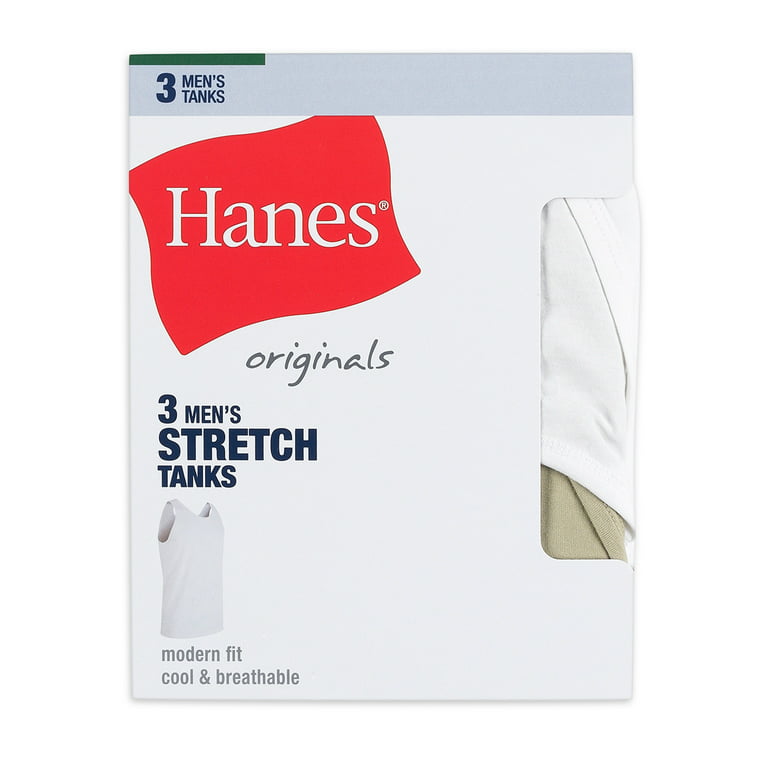 Hanes Men's Originals Stretch Cotton Pack, Moisture-Wicking Tank Tops,  Tagless, 3-Pack