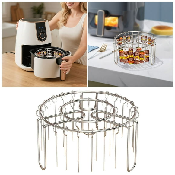 Grille Verticale en Acier Inoxydable pour Brochettes, Support de Cuisson pour Friteuse à Air Chaud et Gril Barbecue