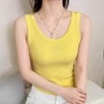 thumbnail image 6 of TKLPEHG Women's Fitted Tank Tops Casual Shirts Fashion Crew Neck Slim Tank Top Sleeveless Summer Solid Color Tshirt (Yellow,Free Size), 6 of 6