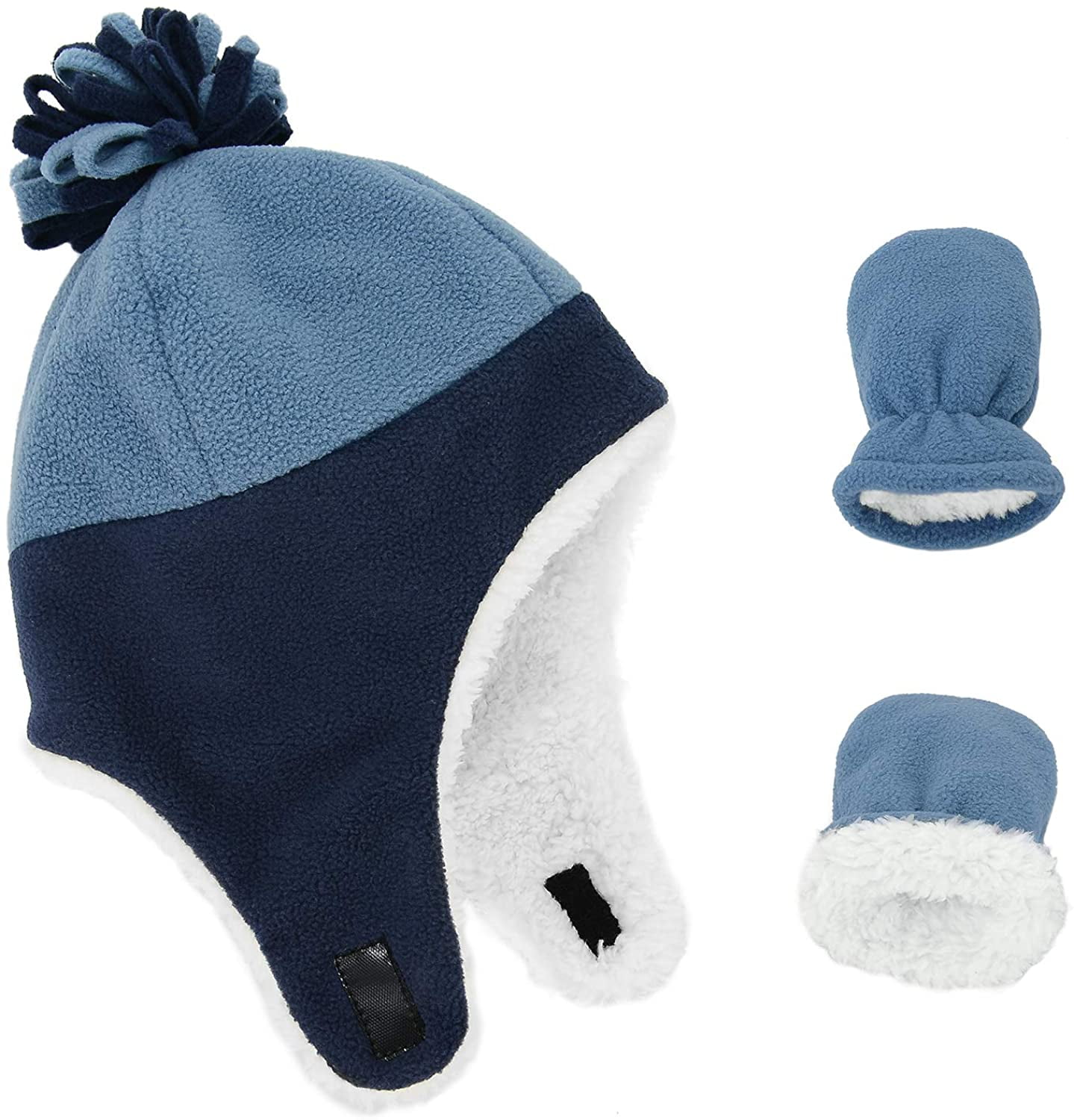 Baby Toddler Kids Winter Hats and Gloves Set Knit Earflap Beanie Warm Fleece Cap for Boy Girl 