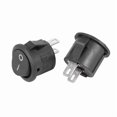 25 Pcs SPST Black Button On/Off Round Rocker Switch AC 6A/125V 3A/250V ...