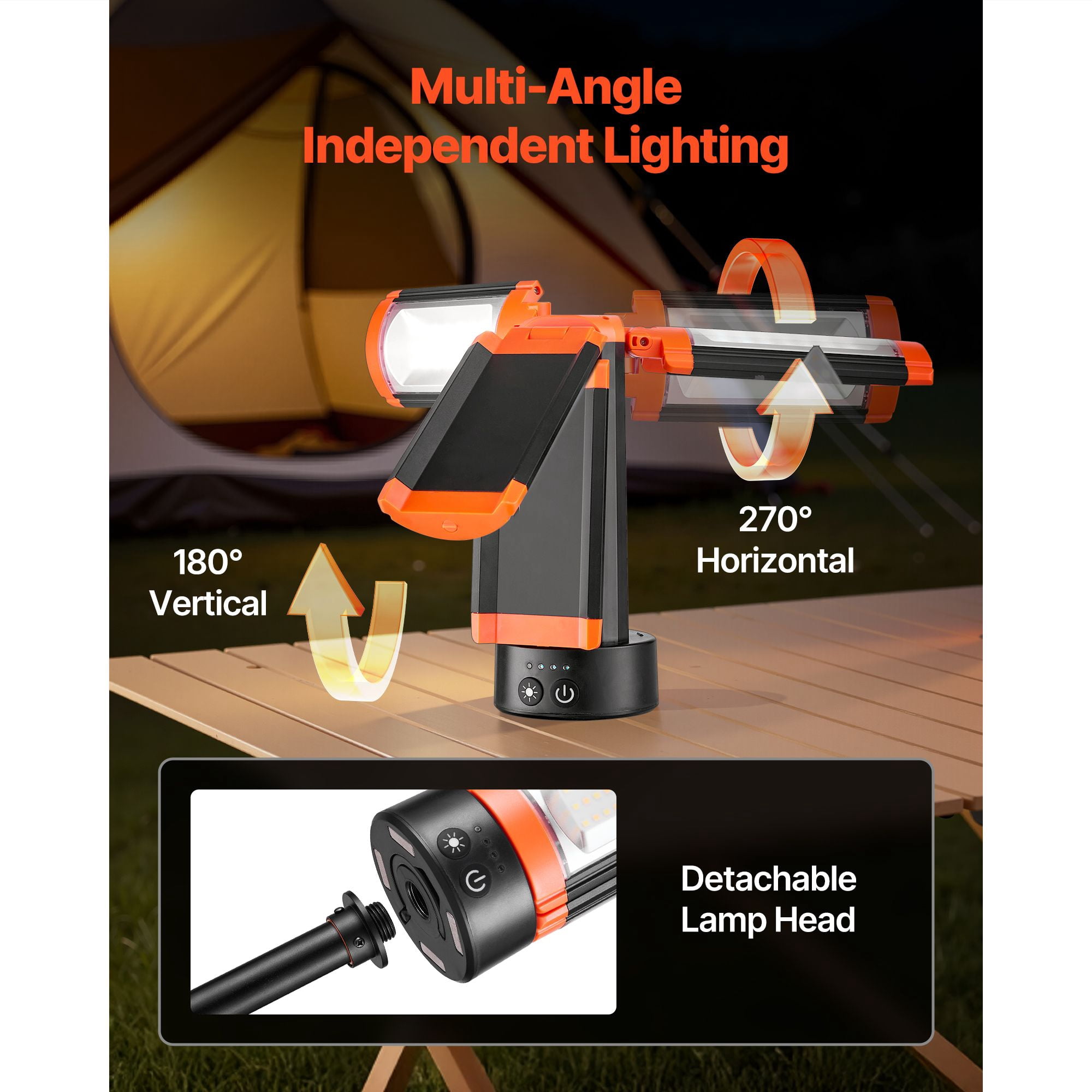 Tripod LED Work Light 2200lm 3000K-6500K 8Ah Battery IP65 Waterproof for Outdoor Construction Camping