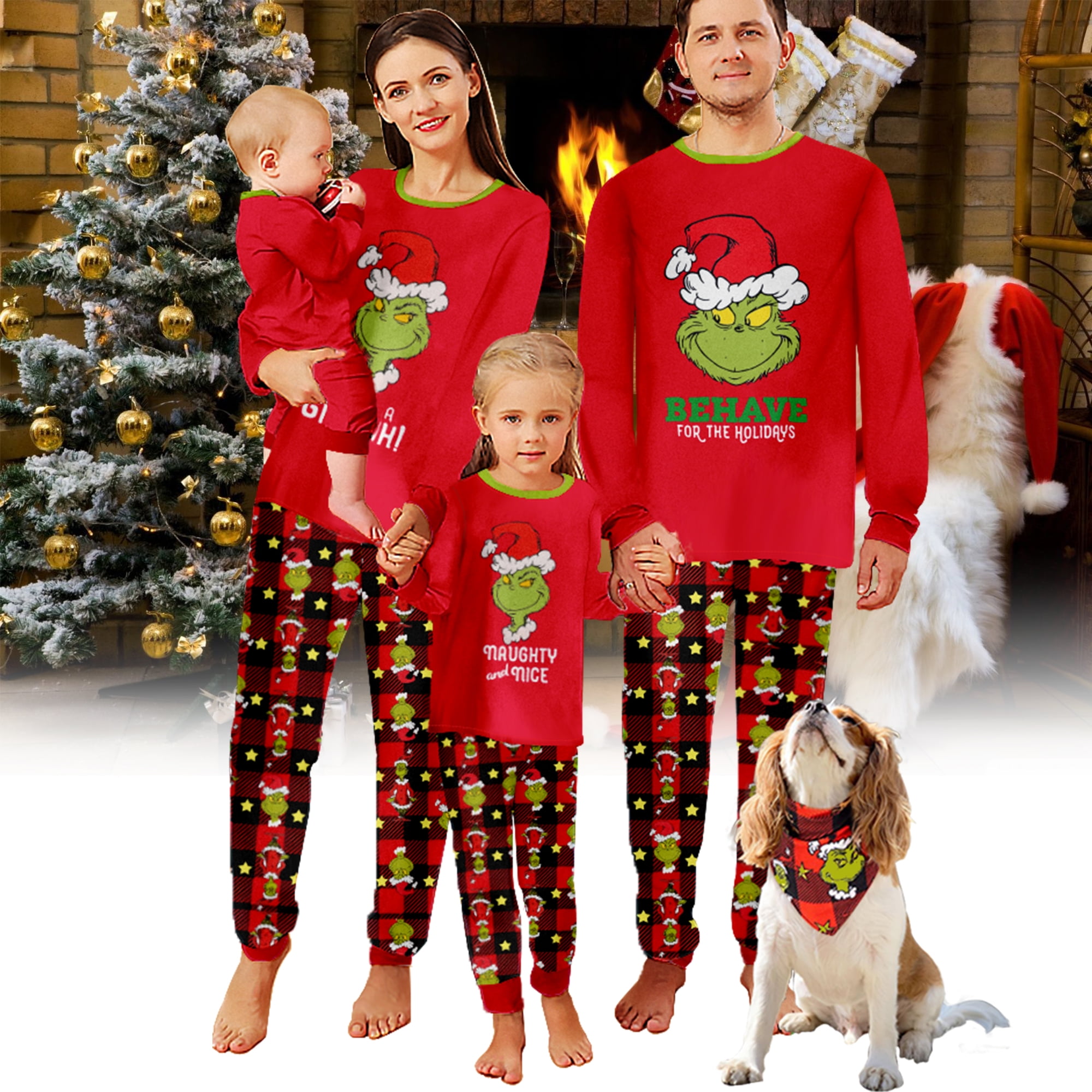 LUXI Matching Christmas Pajamas For Couples Classic Pjs Print Cute