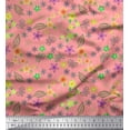 thumbnail image 1 of Soimoi Orange Cotton Cambric Fabric Leaves,Insect & Floral Artistic Print Fabric by The Yard 42 Inch Wide, 1 of 3